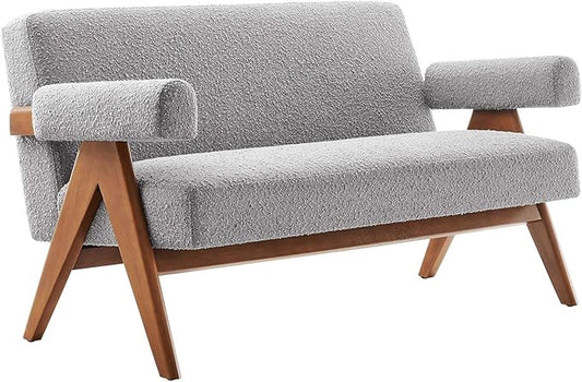 Modway EEI-6504-LGR Lyra Boucle Fabric Loveseat, Light Gray