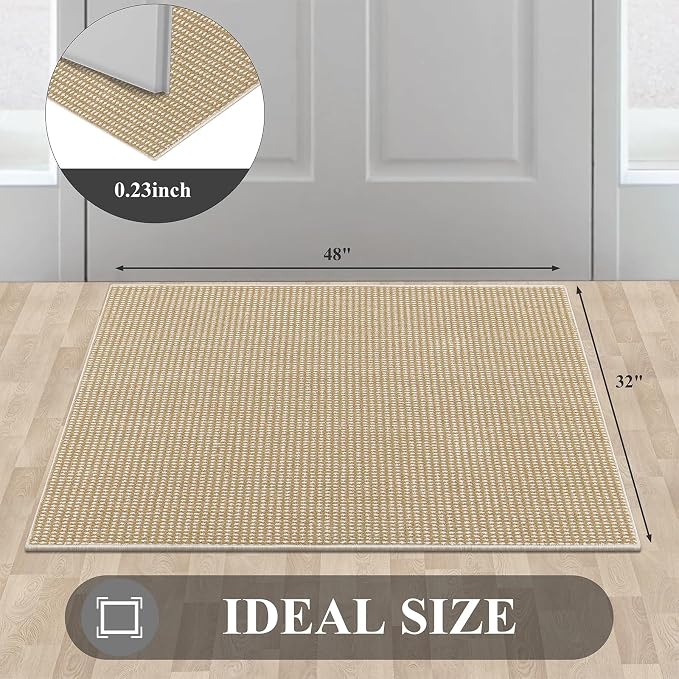 HEBE Indoor Door Mat 32"x48", Non Slip Front Door Mat Indoor Entrance, Low-Profile Entryway Mats Welcome Doormat, Washable Dirt Trapper Mat Floor Carpet for Kitchen Entry Mat - Image 2