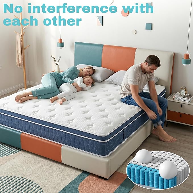 King Size Mattress - 12 Inch King Mattress- Hybrid Memory Foam Mattress,Pressure Relief, Cooling Breathable Cover, CertiPUR-US Certified, Bed-in-a-Box