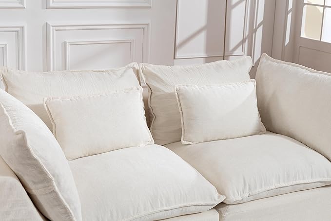 Chenille Modular Sectional Sofa Couch, Boneless Loveseat Cloud Couch for Living Room, Upholstered Compression Sofa in A Box w/Layers Seat Cushions, No Assembly Required | Plush, Wider Armrest