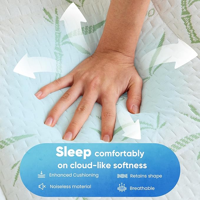 DUMOS Dual Layer 4 Inch Mattress Topper, Memory Foam Mattress Topper - 2 Inch Gel Memory Foam and 2 Inch Pillow Top Mattress Cover for Back Pain, Topper with 8-16 Inch Deep Pocket, California King