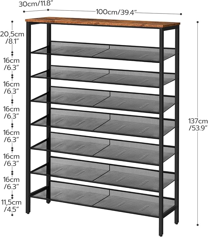 HOOBRO Shoe Rack for Entryway, 8-Tier Shoe Shelf, Large Capacity Shoe Storage Organizer for 32-40 Pairs of Shoes, Front Door Entrance, Hallway, Closet, Space Saver, Rustic Brown and Black BF118XJ01 - Image 2