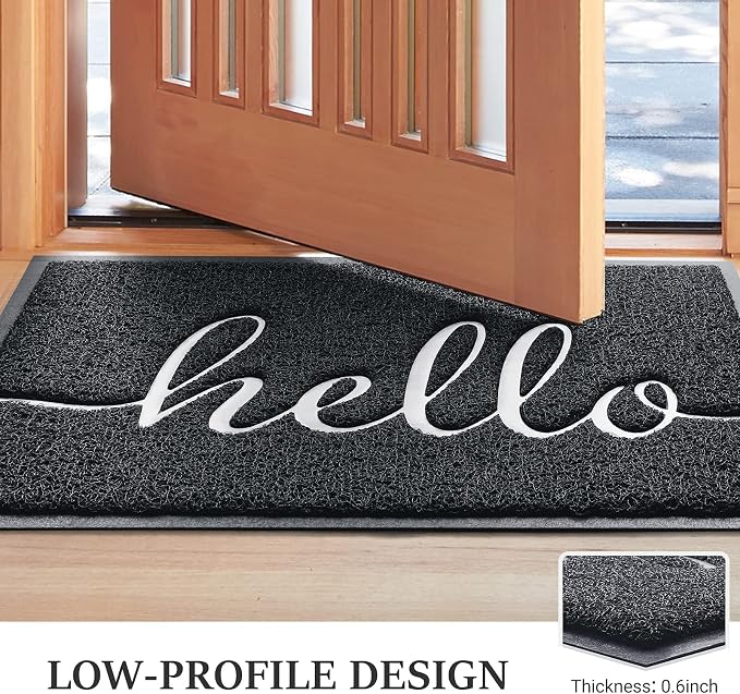 BeneathYourFeet Door Mat (30"x17.5",Black), Welcome Mat Low Profile Front Doormat Floor Mat Non Slip Rugs for Entryway, Patio, High Traffic Areas - Image 3