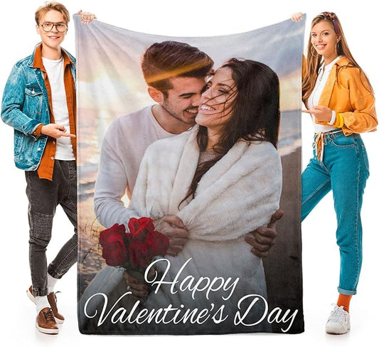 Printwoo Custom Blankets with Photo, Personalized Photo Blanket, Customized Blankets with Picture, Personalized Gifts for Women Men, Mom Gift for Mothers Day