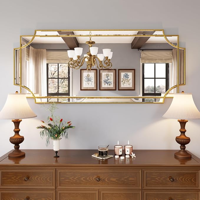 Kelly Miller Large Gold Wall Mirror, 26"x52" Gold Decorative Mirror Wall Vanity Mirror Bevelled Full Length Mirror for Bathroom Living Room Bedroom Farmhouse Fireplace Entryway - Image 2