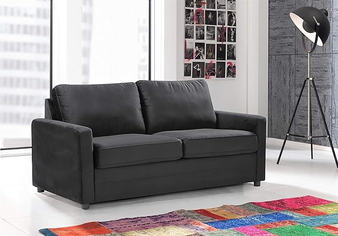 Rosina Convertible Sleeper Sofa with Innerspring Mattress and Durable Metal Frame, 500 lb Capacity, Mid-Century Velvet Pull Out Couch Bed, 70" Wide, Full Size, Midnight