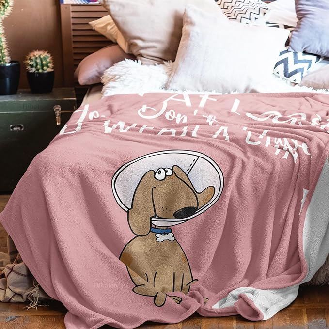 Get Well Gifts for Women/Men After Surgery, Sympathy Gift, Feel Better/Get Well Soon Gifts for Women, Surgery Recovery Gift for Men, at Least You Dont Have to Wear A Cone Pink Blanket 50"x60"