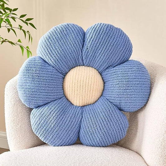 Kcvvcr Flower Throw Pillow, Soft Blue 19.6" Shaped Floor Pillow for Home Decor, Cute Aesthetic Plush Decorative Pillows for Bed, Sofa, Couch