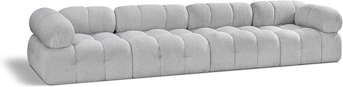 Meridian Furniture 611Grey-S136A Ames Collection Modern | Contemporary Modular Sofa with Rich Grey Boucle Fabric, Modular to Create Infinite Configurations, 136" W x 34" D x 28" H, Grey