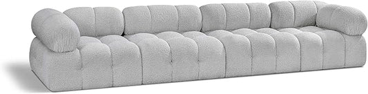 Meridian Furniture 611Grey-S136A Ames Collection Modern | Contemporary Modular Sofa with Rich Grey Boucle Fabric, Modular to Create Infinite Configurations, 136" W x 34" D x 28" H, Grey