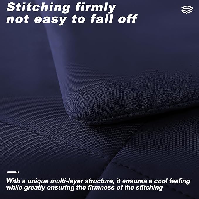 Cooling Comforter Twin Size, Double-Sided Cold Tech Fabric Quilted Bed Comforters Cooling Blanket for Hot Sleepers, Breathable Lightweight Summer Bedding, All-Season Ice Blanket, Navy Blue