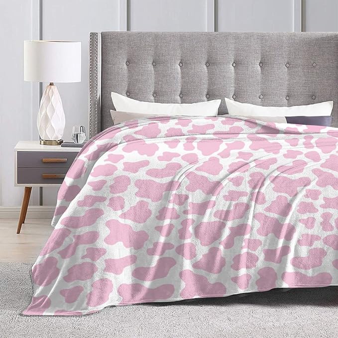 Pink Cow Print Blankets and Throws, Cute Blankets for Teen Girls, Cow Blanket for Adults, Cow Baby Blanket for Girls, Toddler Blanket for Kids, Cow Print Stuff for Women, Cow Gifts for Women 40"x 50"