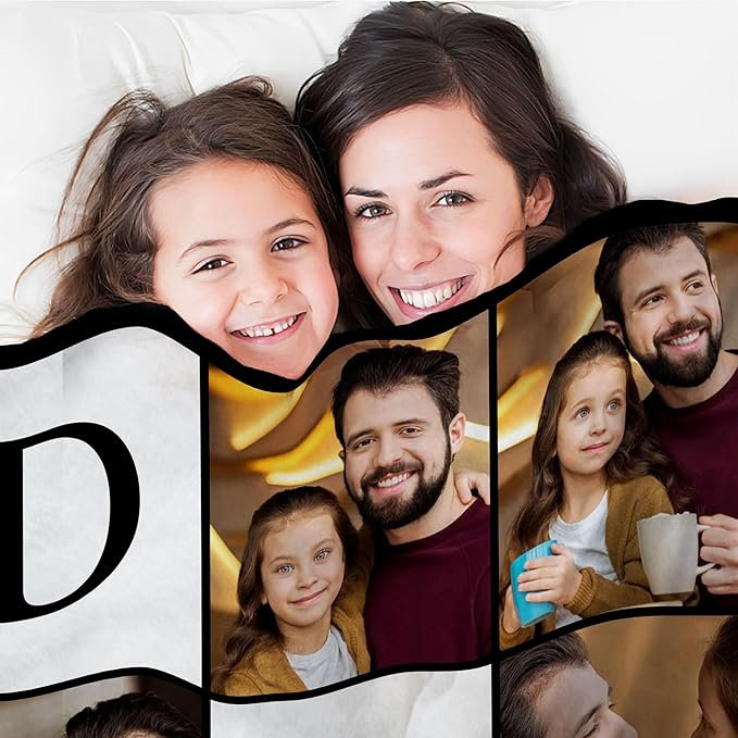 Personalized Fathers Day Birthday Gifts from Daughter Son Kids Wife, Customized Father's Day Blanket, Custom Photo Blanket with Pictures Text, Best Dad Ever Christmas Ideas Gifts for Dad Husband Man