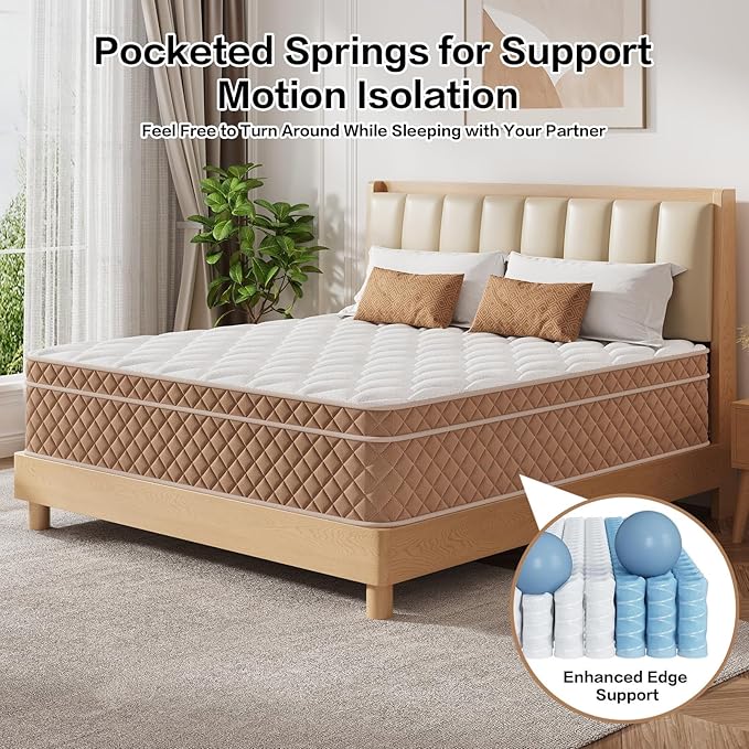 King Mattress, Medium Firm Memory Foam Bed Mattress, Fiberglass Free, CertiPUR-US Certified Safe Materials, Foam and Spring, King Size Mattress in a Box, (12 in King)