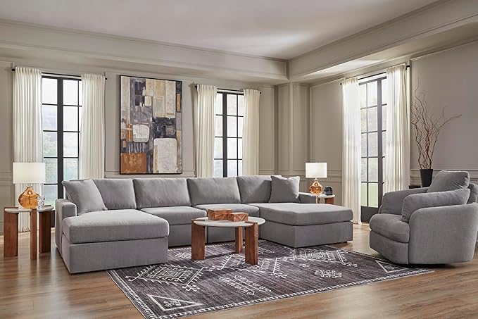 Signature Design by Ashley Modmax Contemporary Swivel Glider Recliner, Press-Back Reclining, Cleanable & Durable Performance Fabric, 21" Seat Height, Gray