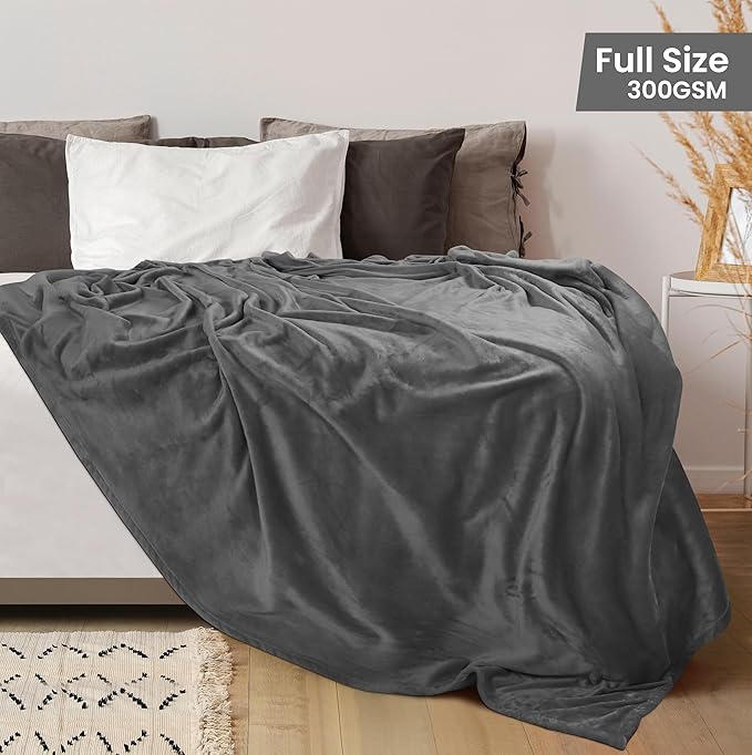 Utopia Bedding Fleece Blanket Full Size Grey (90x84 Inches) Ultra Soft Warm Lightweight Microfiber Breathable Anti-Static Cozy Bed Blanket, All-Season Home Decor Gift for Men & Women