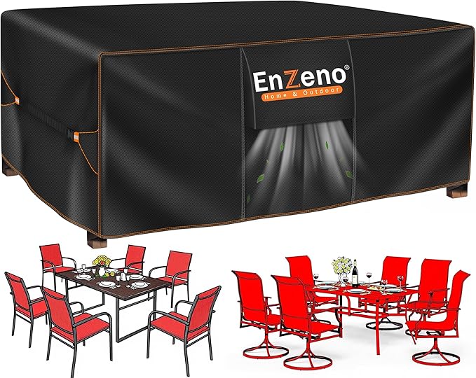 Enzeno Patio Furniture Set Cover Waterproof, Outdoor Dining Coffee Table Chair Covers Rectangular, Heavy Duty Outside Weatherproof Sectional Set Covers for Protection 72" L x 36" W x 28" H by Enzeno
