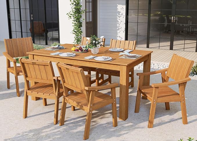 ZHUSI Patio Table and Chairs Set, Outdoor Table and Chairs,HDPE Outdoor Dining Set with Umbrella Hole for Backyard, Poolside - Image 4