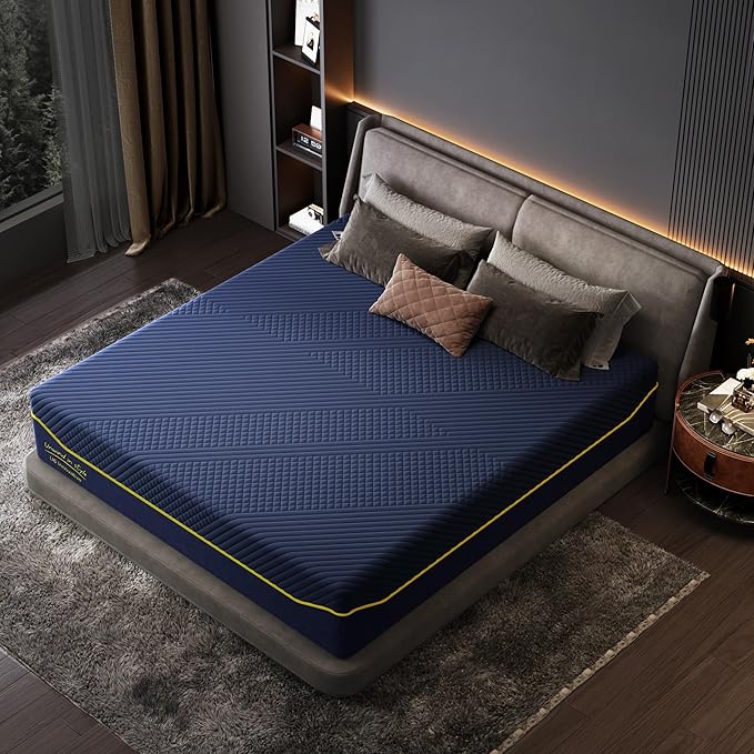 Twin Mattress 12 Inch Memory Foam Medium with Green Tea Cooling Gel, CertiPUR-US Certified, Breathable & Supportive Mattress in a Box, Navy Blue
