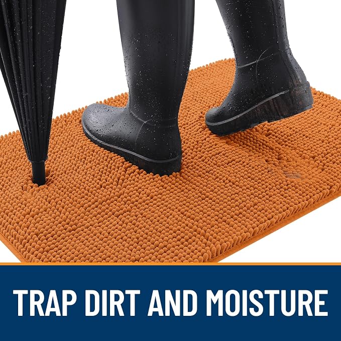 OLANLY Dog Door Mat for Muddy Paws 30x17, Absorbs Moisture and Dirt, Absorbent Non-Slip Washable Doormat, Quick Dry Chenille Mud Mat for Dogs, Entry Indoor Entryway Carpet for Inside Floor, Clay - Image 2
