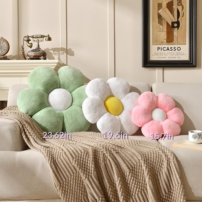 Pink Flower Pillow,Flower Shaped Throw Pillow 15.7In Daisy Pillow Cute Flower Seating Cushion Cute Home Decor& Plush Pillow for Sofa Couch Bed