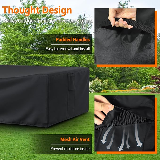 STARTWO Patio Furniture Covers Waterprpoof, Tear Resistant Rectangular Outdoor Furniture Set Cover for Table Chairs and Sectional Sofa, 111"L x 74"W x 28"H - Image 6