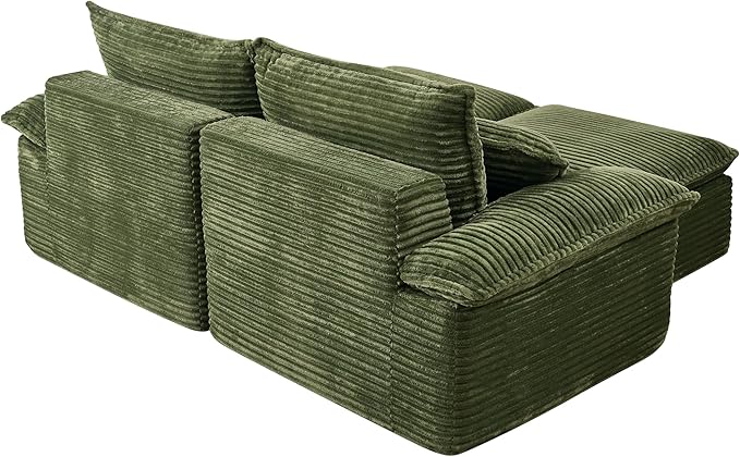 Comfy Boneless Cloud Sofa Chaise Oversized Fluffy Corduroy Upholstered Chaise Lounge for Living Room Bedroom, Modular Compressed Foam Cloud Daybed, Single Seat Sofa