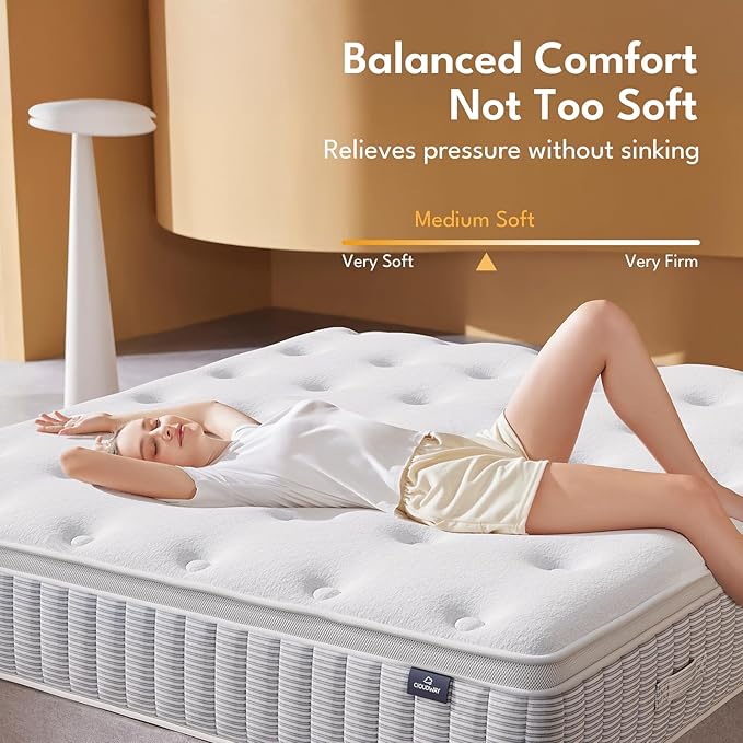 – 12 Inch King Size Mattress – Real Hybrid King Mattress Memory Foam, Reinforced Edge Support, Zoned Coils for Pressure Relief and No Motion Transfer (King (12 Inch))