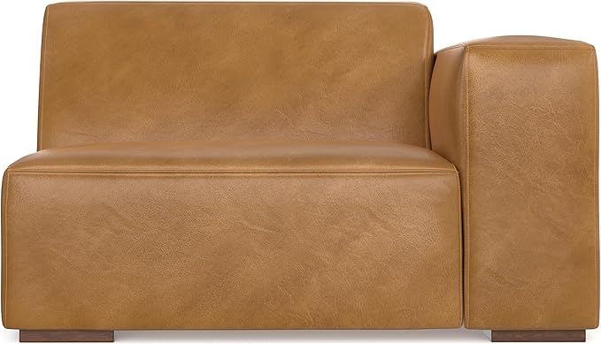 SIMPLIHOME Rex Right-Arm Sofa Module in Full-Grain Genuine Leather, Sienna, 44-inches Wide, Handcrafted Modern-Style Right-Arm Accent Chair for Living Room and Family Room