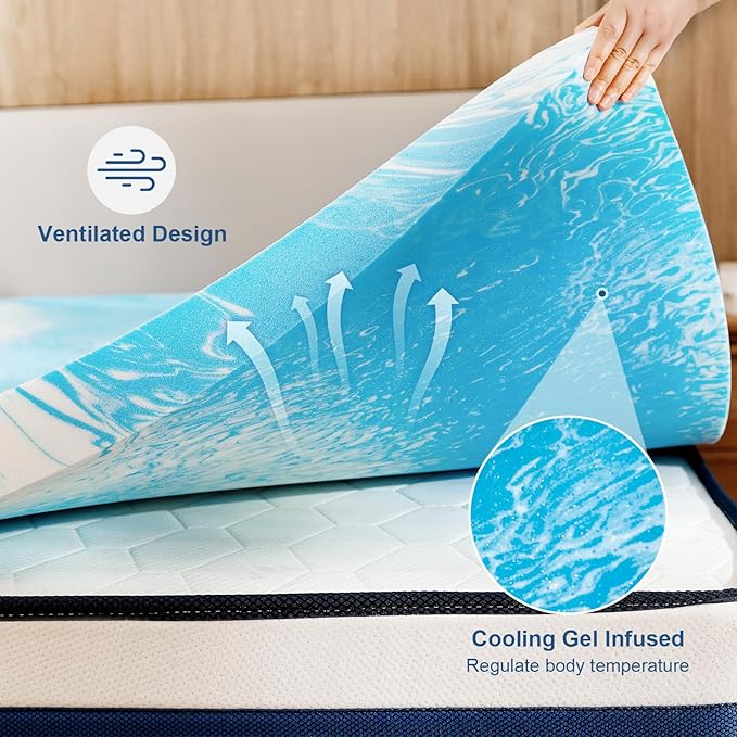 3 Inch Full Size Memory Foam Mattress Topper, Cooling Gel Infusion Bed Topper Pad for Firm Mattress (54" x 75")