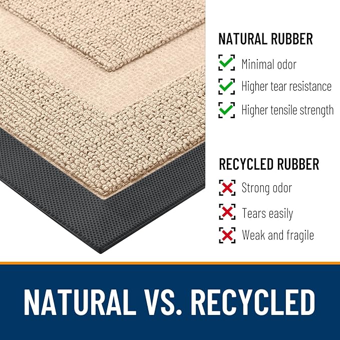 OLANLY Front Door Mat Indoor Outdoor Entrance, Waterproof All-Season, All-Weather Doormat, Sturdy Natural Rubber, Low Profile, Easy Clean Patio Porch Entryway Mat, 29.5x17, Off-White - Image 4