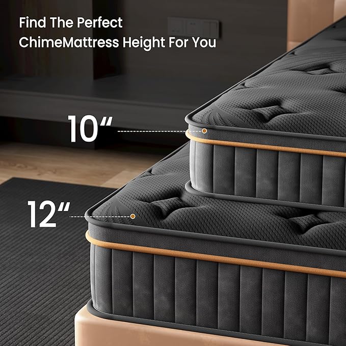 Queen Size 10 Inch Hybrid Mattress, 7-Zone Support with Reinforced Edge, Pocket Coil & Memory Foam for Pressure Relief, CertiPUR-US Certified, Mattress in a Box