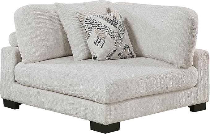 Lexicon Modular Sectional Sofa for Living Room, Textured Microfiber Corner Seat with 2 Pillows, Units of Modular Sectional Couch, Upholstered Chair for Customizable Sectional Sofa Couch, Beige