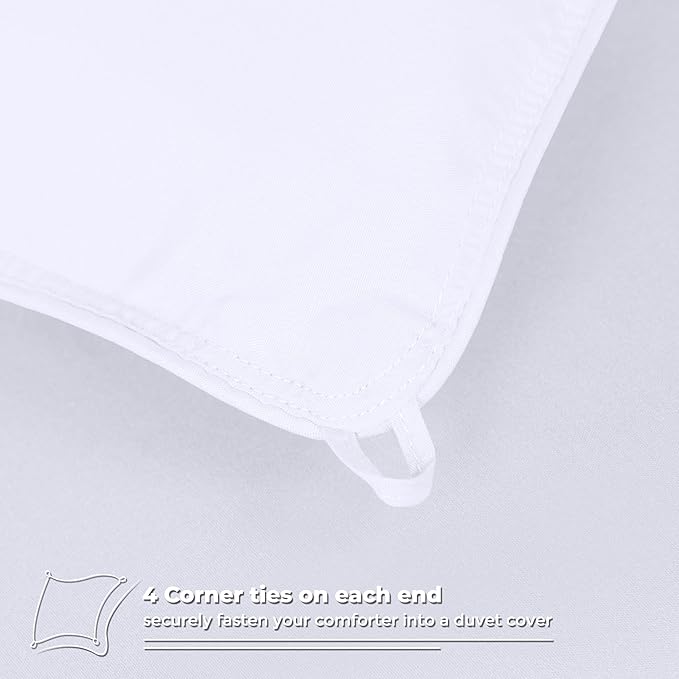 Superior Brushed Microfiber Comforter, Down Alternative Bedding, Medium Weight, Soft Bed Cover, Plush Duvet Insert, Oversized Blanket, Box Quilt, Reversible Comforter, Twin, White