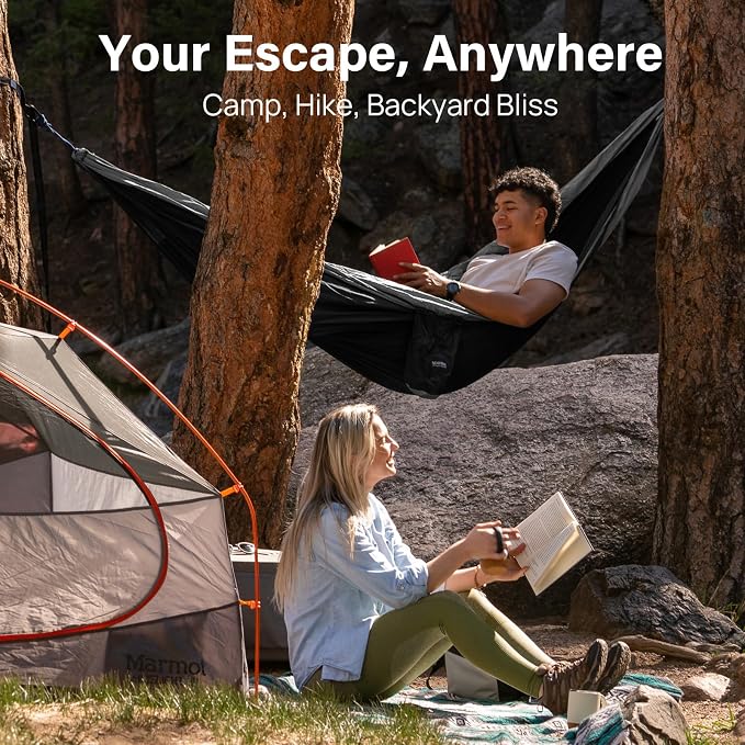 Kootek Camping Hammock, Portable Hammocks with Tree Straps & Attached Carry Bag, Camping Essentials Gear, Perfect for Outside Indoor Hiking Beach Backpack Travel - Image 7