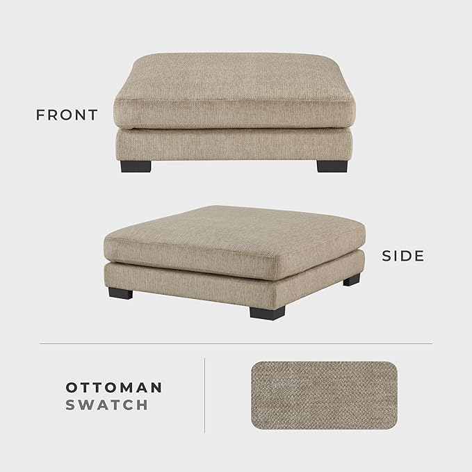 Lexicon 45" Modern Ottoman, Textured Microfiber Square Ottoman, Living Room Foot Rest, Module for Sectional Sofa, Foot Stool for Living Room/Bedroom, Assembled, Brown