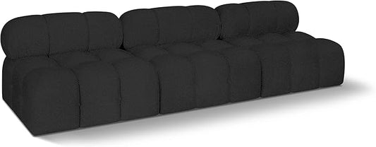 Meridian Furniture 611Black-S102B Ames Collection Modern | Contemporary Modular Sofa with Rich Black Boucle Fabric, Modular to Create Infinite Configurations, 102" W x 34" D x 28" H, Black