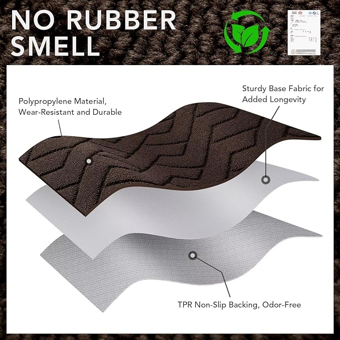 hicorfe Indoor Doormat, Welcome Door mat, Non Slip Door Mats 20"x31.5" Absorbent Resist Dirt Entrance Inside Floor Mats for Entryway Washable Low-Profile(Coffee) - Image 7