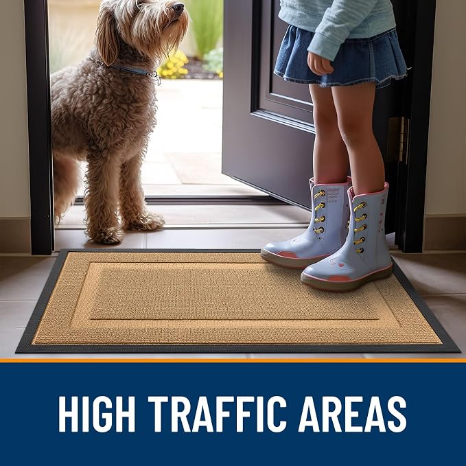 OLANLY Front Door Mat Indoor Outdoor Entrance, Waterproof All-Season, All-Weather Doormat, Sturdy Natural Rubber, Low Profile, Easy Clean Patio Porch Entryway Mat, 47x32, Butter Yellow - Image 7