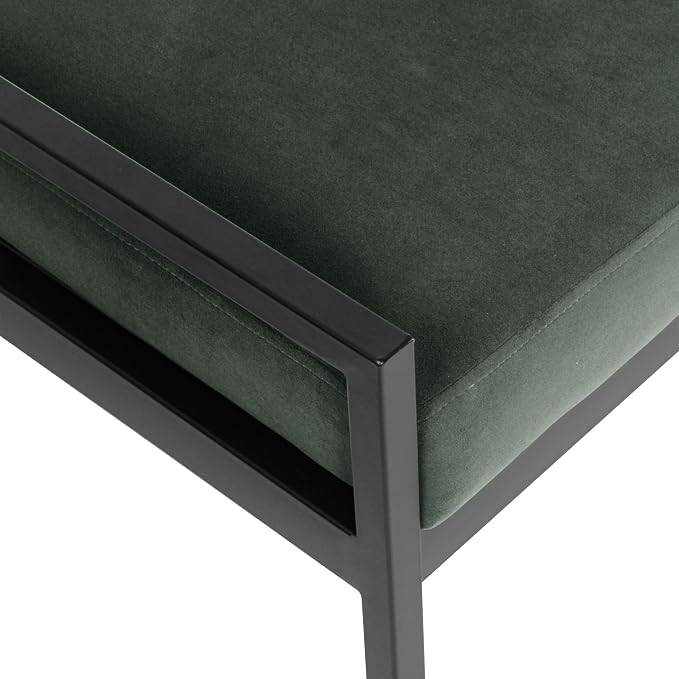 HomePop Modern Velvet Metal Bench| Modern Bench with Metal Leg | Bench for Living Room & Bedroom | Decorative Home Furniture - Loden Green Velvet - Image 7