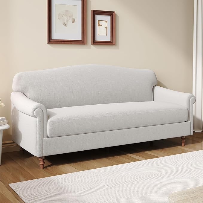 Christopher Knight Home Sola 77.5'' Modern Chenille Upholstered Loveseat Sofa with Rolled Armrest and Rubberwood Frame, 2-Seater Home Sofa Living Room, Comfy Couch for Hotel/Apartment, Light Grey