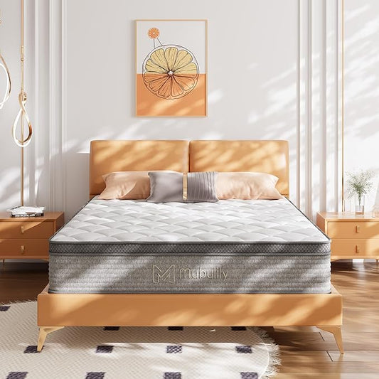 Mubulily Full Mattress,10 Inch Full Size Hybrid Memory Foam and Individual Pocket Spring,Motion Isolation,Medium Firm Mattress,Pressure Relief,CertiPUR-US,100 Nights Trial