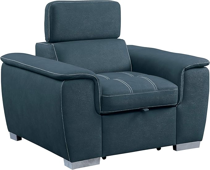 Homelegance Ferriday 45" Convertible Lounger Chair, Blue