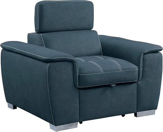 Homelegance Ferriday 45" Convertible Lounger Chair, Blue