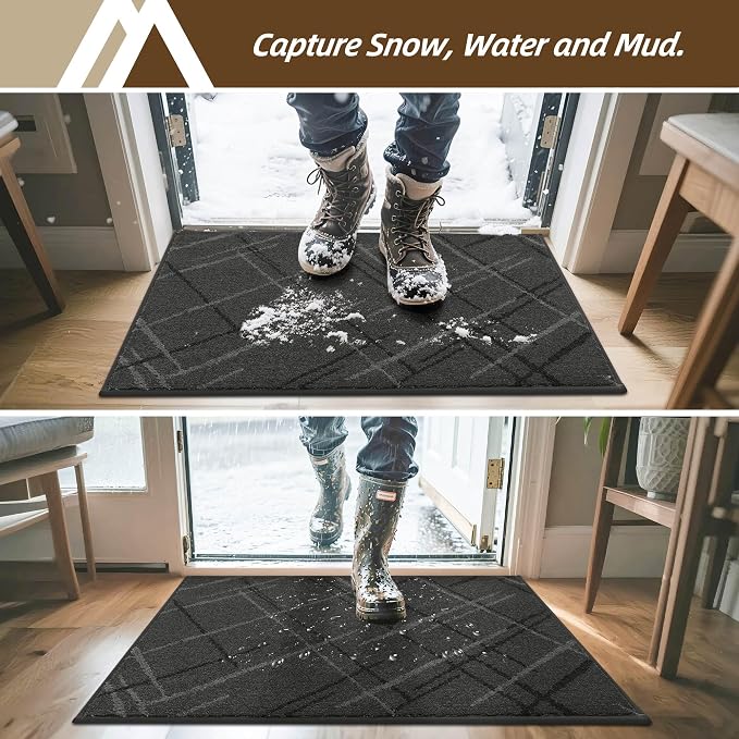 COSY HOMEER Front Door Mat Low Profile Non-Slip Doormat for Entryway, Absorbent Dirt Trapper Washable Entrance Mat, Sturdy Polyester Doormats (32"x20", Gray) - Image 2