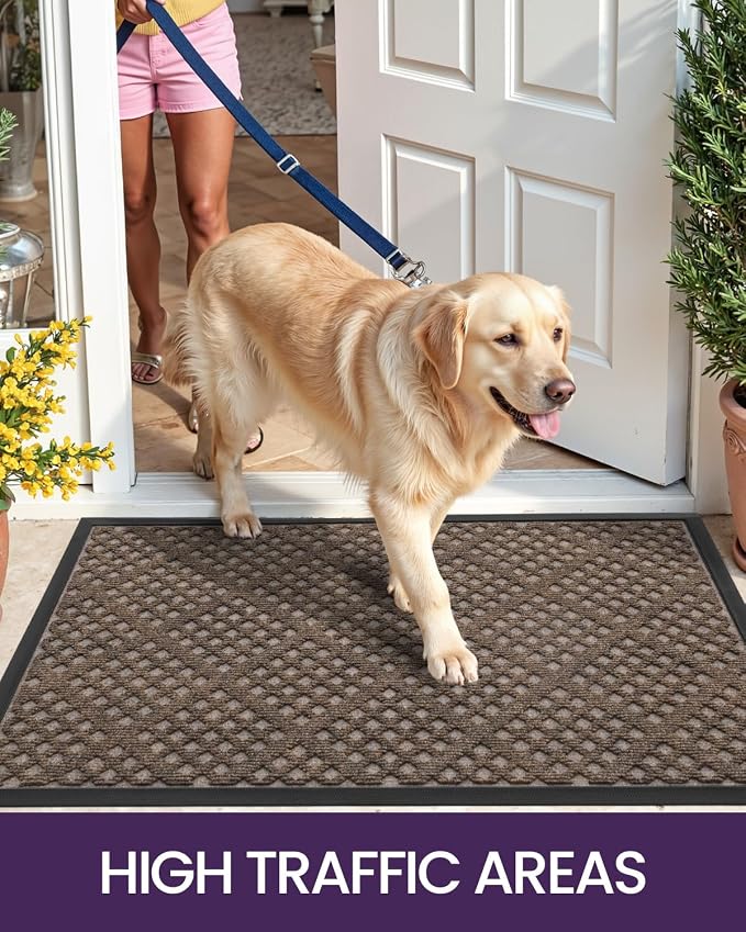 DEXI Front Door Mat Outside Entrance, 3x5 ft Large Entryway Rubber Back Doormat Heavy Duty, Non Slip Low Profile Welcome Entry Mats for Inside House Floor Exterior Patio, Brown - Image 7