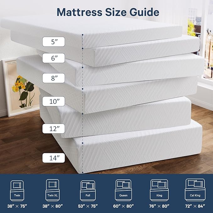 Queen Mattress, 12 Inch Queen Size Gel Memory Foam Mattress in a Box with Medium Firm for Cool & Pressure Relief, CertiPUR-US Certified