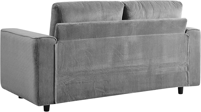 AC Pacific Derek 66" Modern Corduroy Couch for Living Room, Tufted Loveseat Sofa with Plush Upholstery, High-Density Foam, Sleek Black Legs, Durable Wooden Frame, Loveseat, Grey