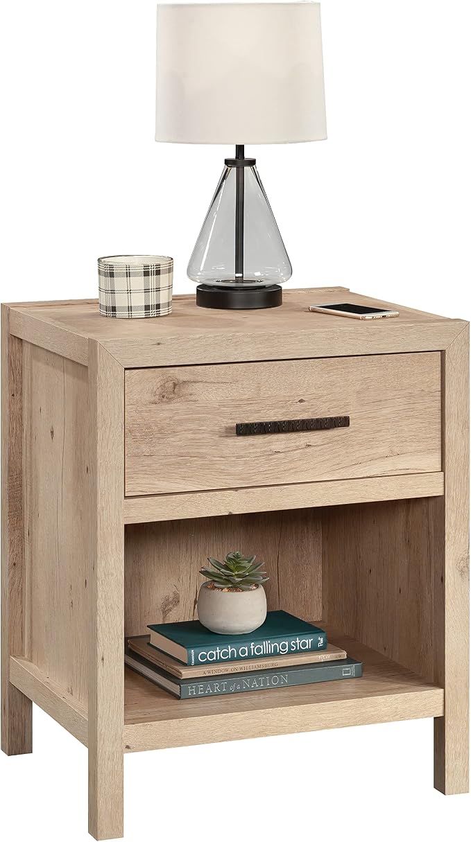 Sauder Pacific View Bedroom Night Stand, Spacious Storage, 1 Drawer Nightstand, Prime Oak Finish - Image 6