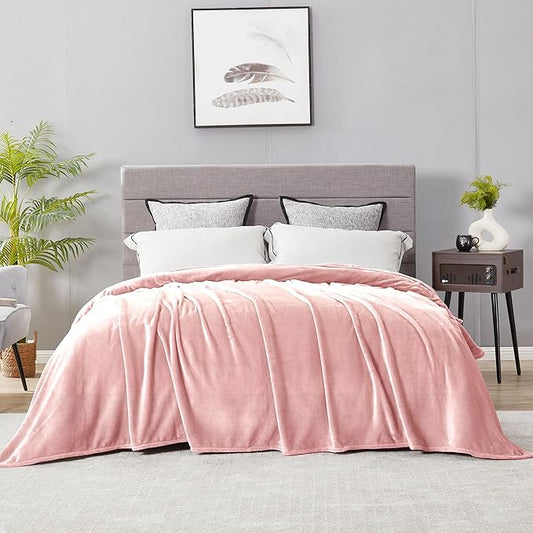 DREAMNINE Extra Large Fleece Blanket Soft Comfy Fluffy Bed Blanket Queen Size 90" x 90",Luxury Decorative Fuzzy Blankets for Women Girl,Big Cozy Shaggy Warm Flannel Blankets for Winter Autumn Pet,Pink